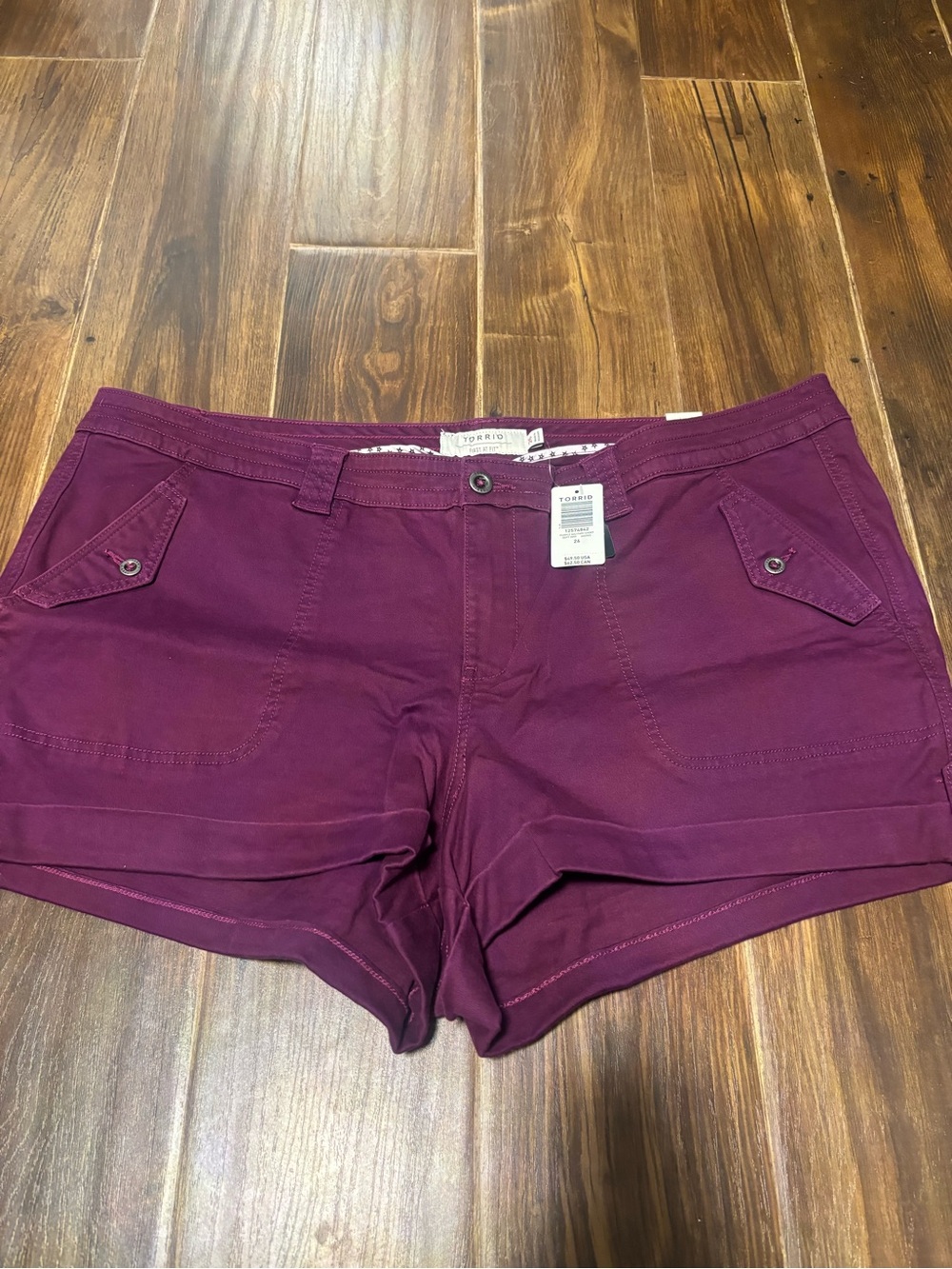 torrid Plum Roll-Cuff Stretch Shorts